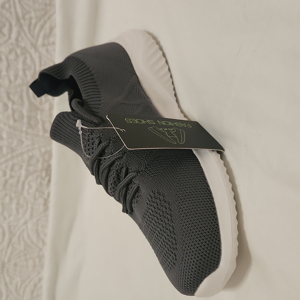 NEW AKK grey shoes sneakers walking slip on tennis casual athletic gym work - Picture 9 of 14